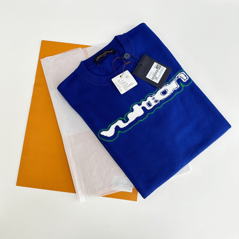 l**is V*t*n crew neck cotton t-shirt blue and white