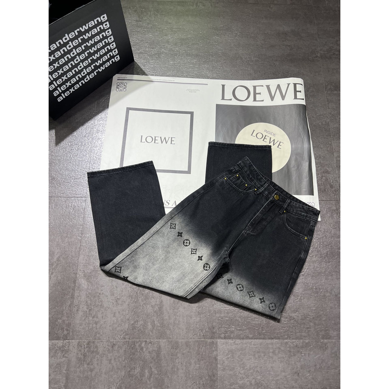 l**is V*t*n monogram denim trousers black and grey