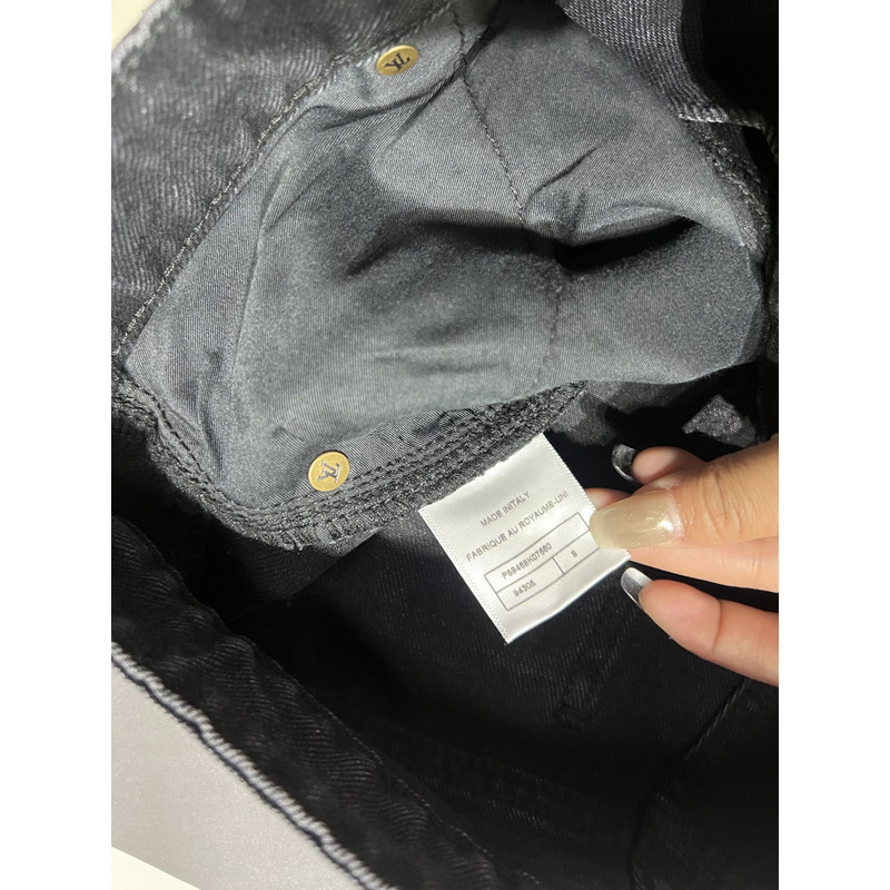 l**is V*t*n monogram denim trousers black and grey