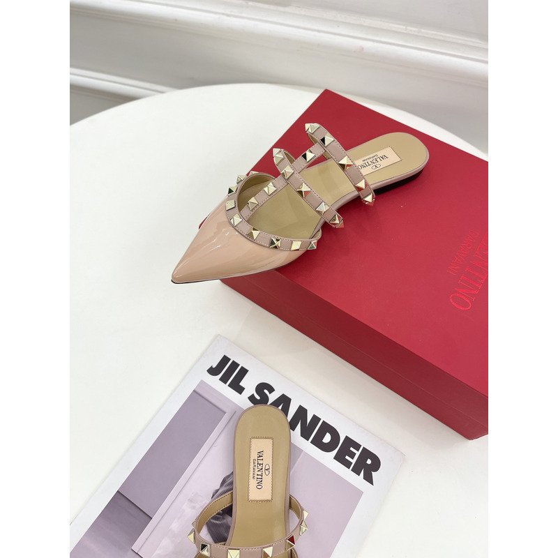 Valentino Rockstud Patent Leather Mule Nude