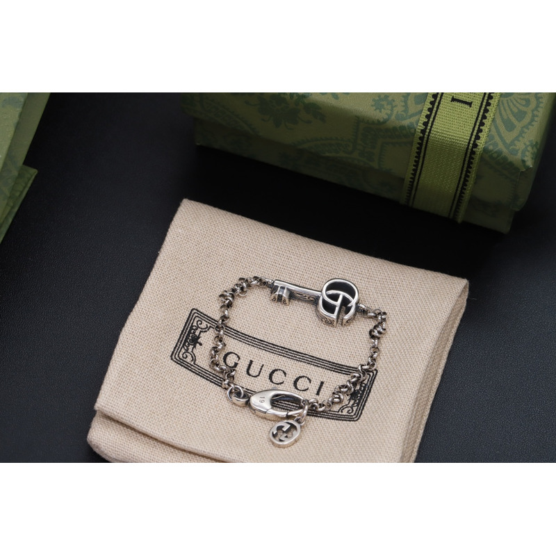 G*u*i double g key bracelet silver