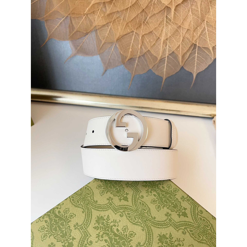 G*u*i blondie belt silver buckle 4cm white