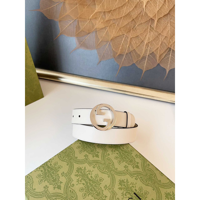 G*u*i blondie belt silver buckle 3cm white