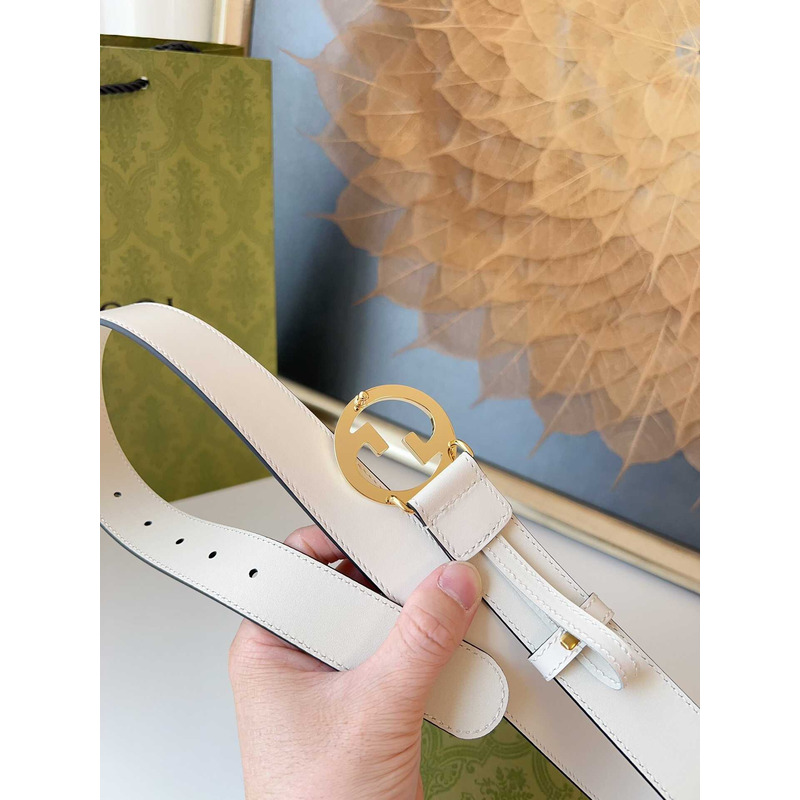 G*u*i blondie belt gold buckle 3cm white