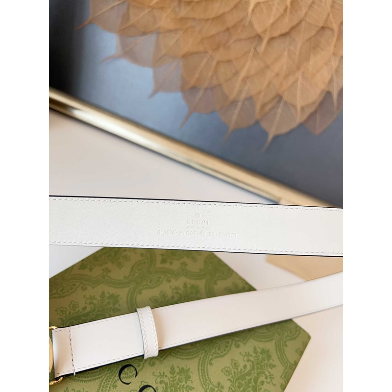 G*u*i blondie belt gold buckle 3cm white