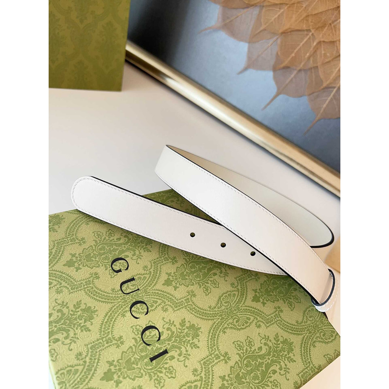 G*u*i blondie belt gold buckle 3cm white