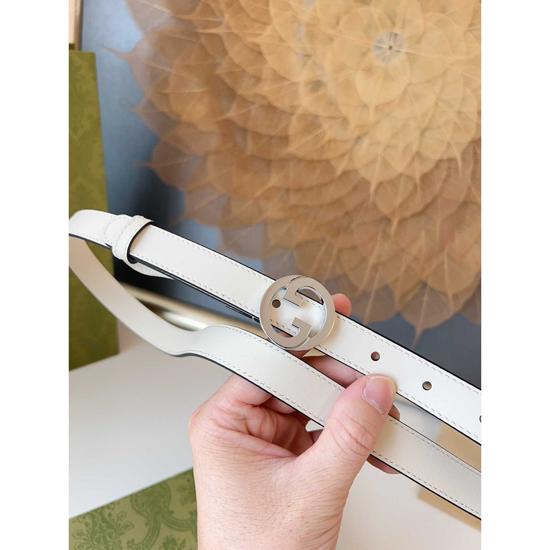 G*u*i blondie belt silver buckle 2cm white