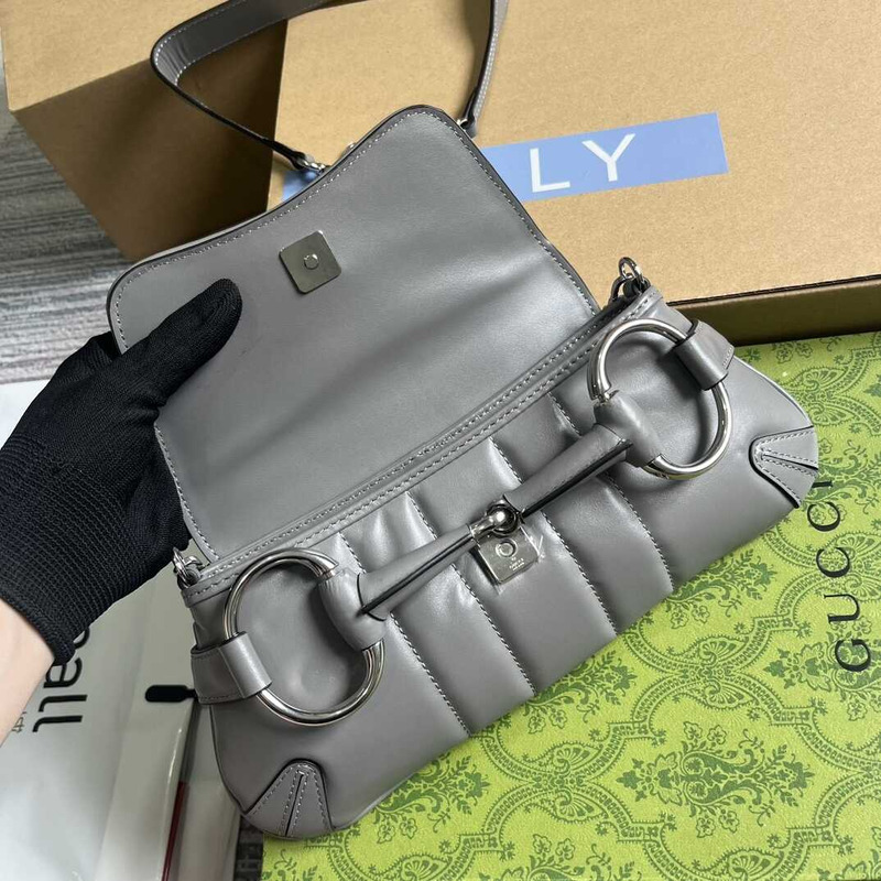 G*u*i horsebit chian small shoulder bag grey