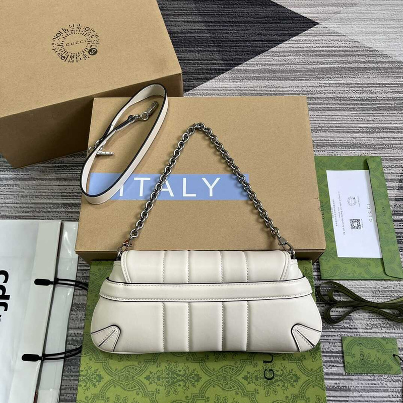 G*u*i horsebit chian small shoulder bag white