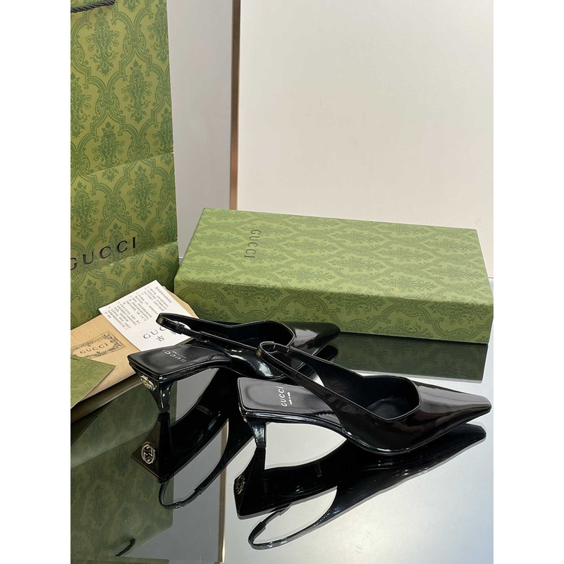 G*u*i ladies back lace up pumps leather black