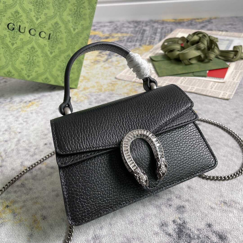 g*u*i women S*per mini leather shoulder bag black