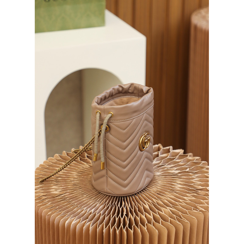 G*u*i gg marmont mini-bucket bag brown