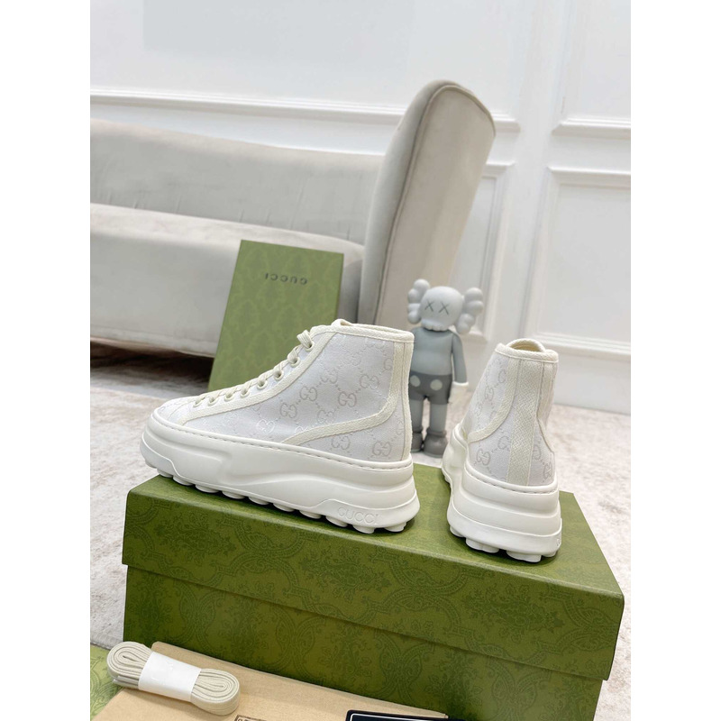 G*u*i gg printed thick-soled high top sneakers white