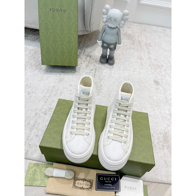 G*u*i gg printed thick-soled high top sneakers white