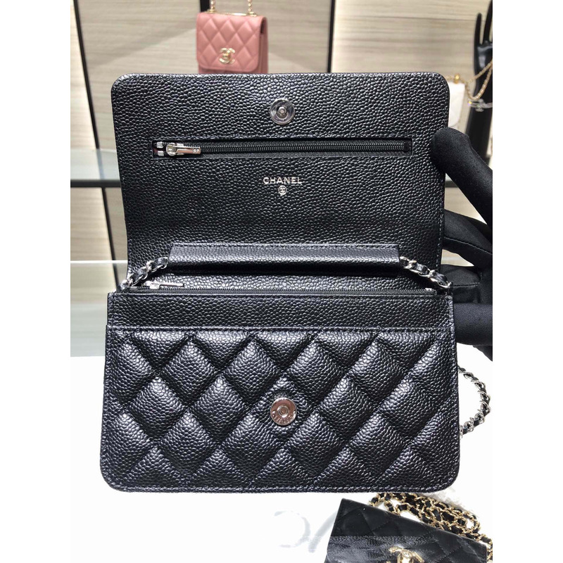 Ch*el classic wallet on chain black bag