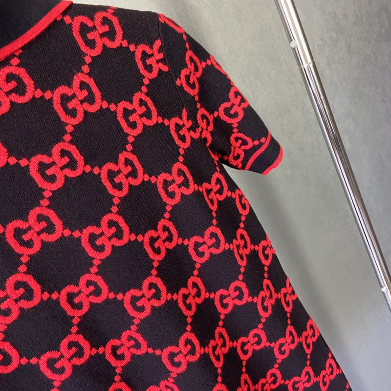 G*u*i gg cotton and silk blend polo dress red