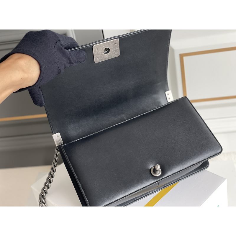 Ch*el boy bag in caviar with silver hardware