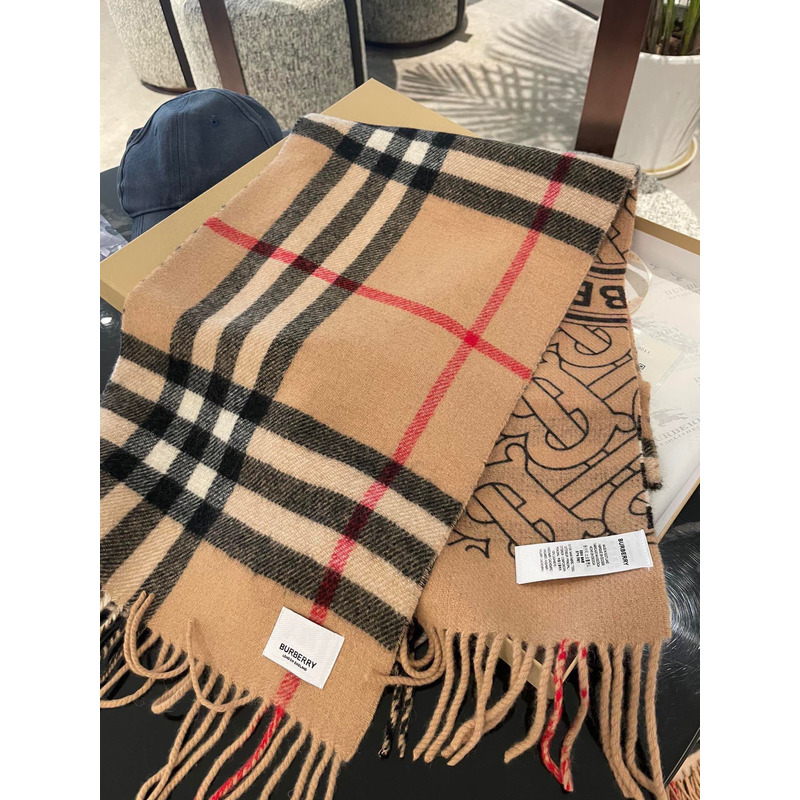 B**rry reversible montage cashmere scarf yellow brown