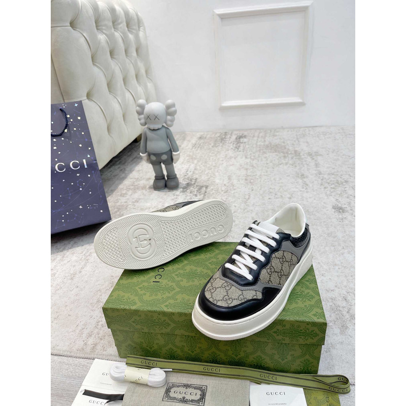 g*u*i damensneaker mit gg black und grauer gg S*p*e-canvas