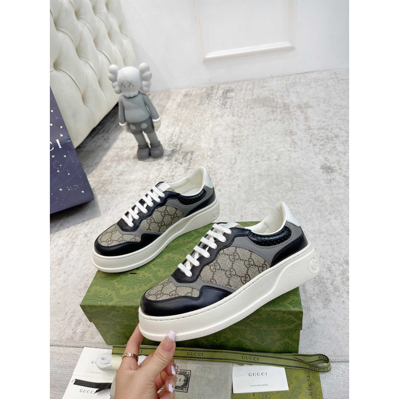 g*u*i damensneaker mit gg black und grauer gg S*p*e-canvas