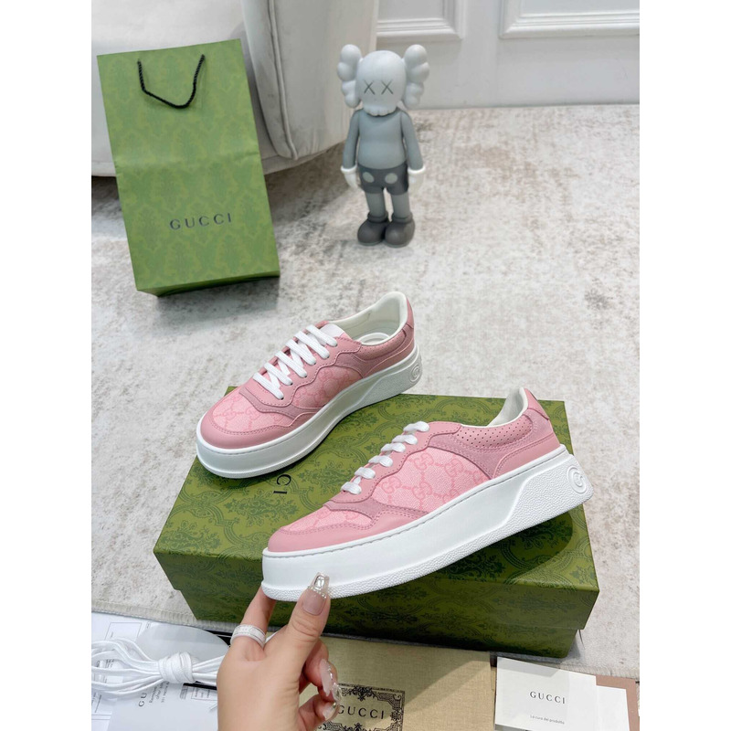 g*u*i damensneaker mit gg pink und grauer gg S*p*e-canvas