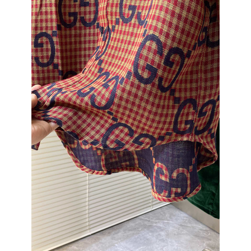 G*u*i jumbo gg canvas shirt dark red