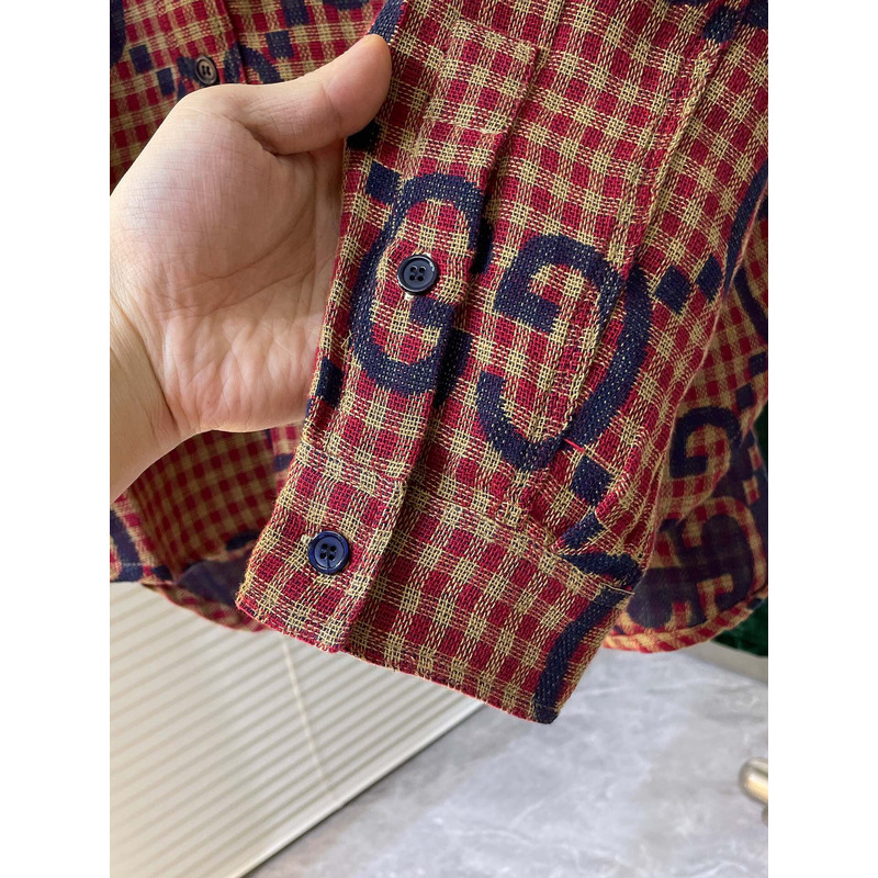 G*u*i jumbo gg canvas shirt dark red