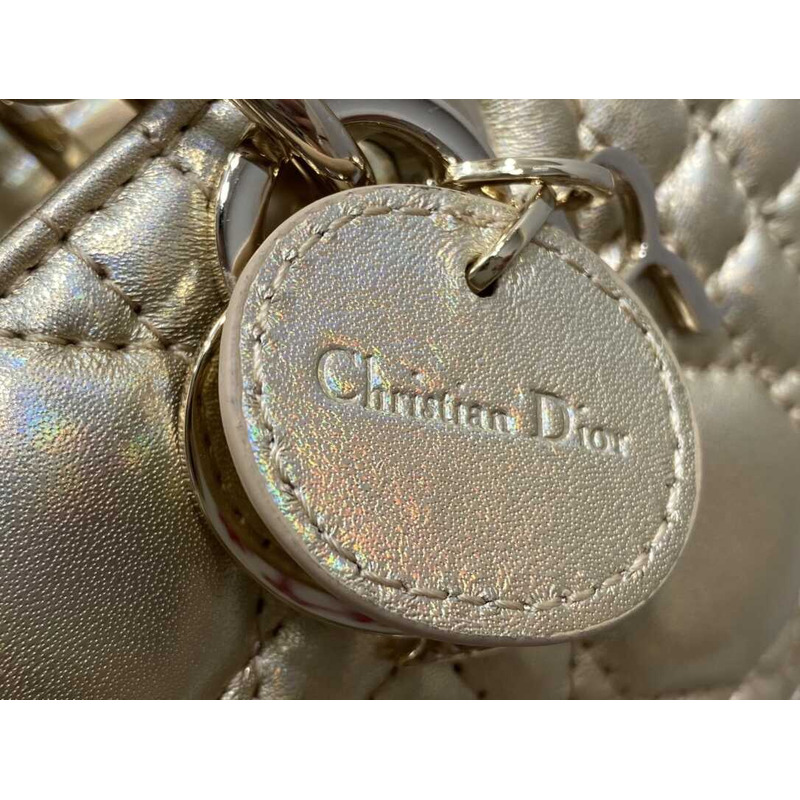 d*or lady d-joy S*per mini bag sheepskin champagne gold