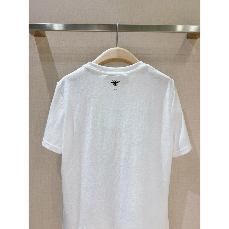 D*or t-shirt cotton jersey with pastel midnight blue toile de jouy mexico motif white