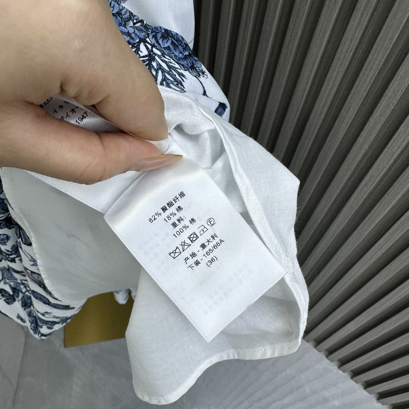 D*or mid length shirt dress white and pastel midnight blue cotton voile