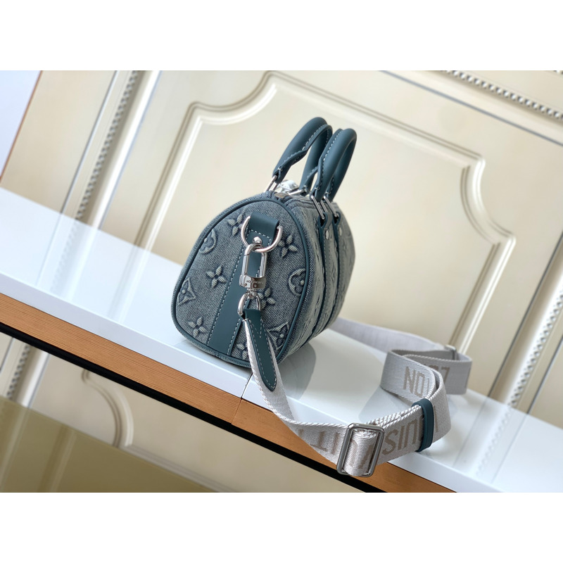 l**is V*t*n keepall bandouliere 25 monogram washed denim canvas