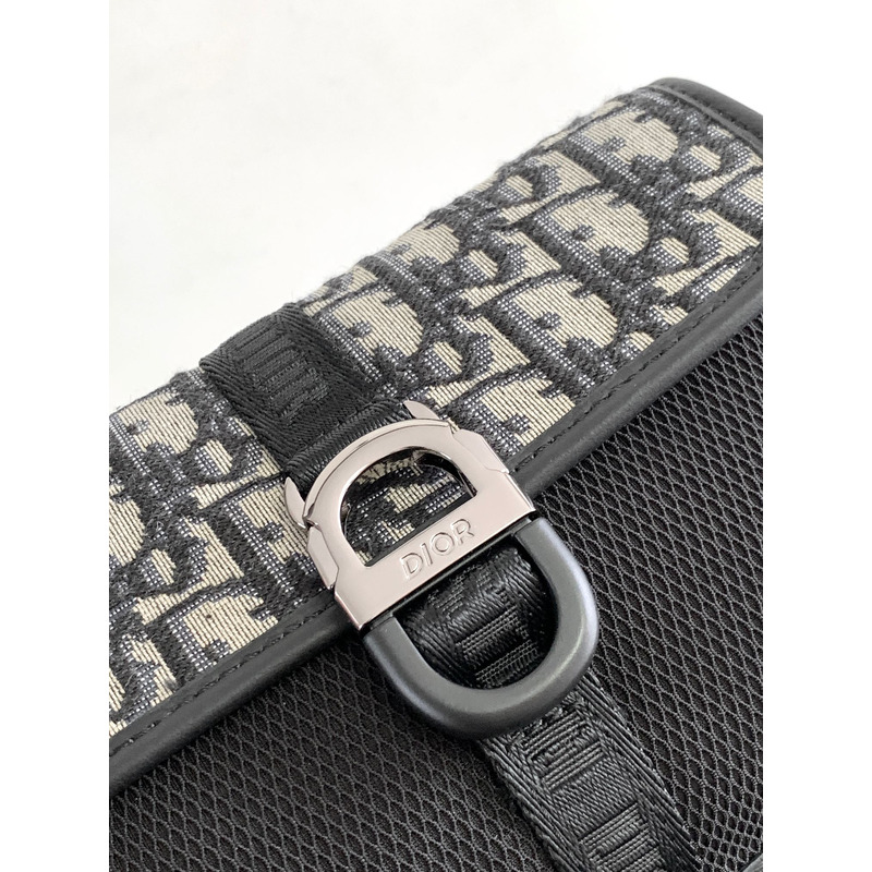 D*or 8 mini bag with strap beige and black D*or oblique jacquard