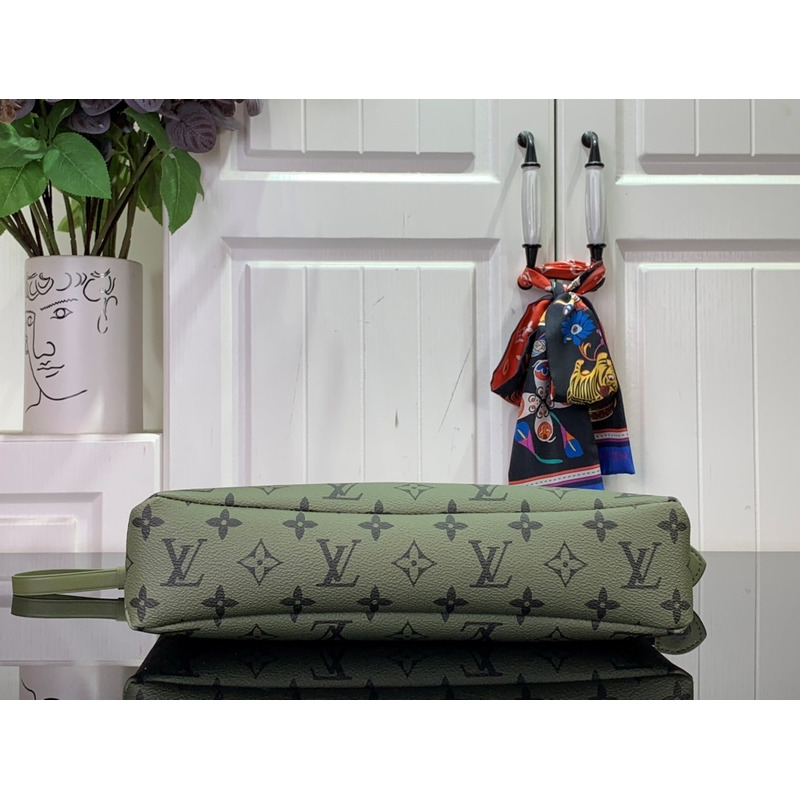 l**is V*t*n pochette voyage souple khaki green/vermillion red