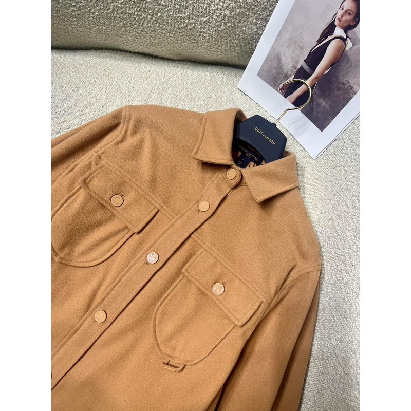 l**is v*t*n double-F**e wool blend overshirt brown