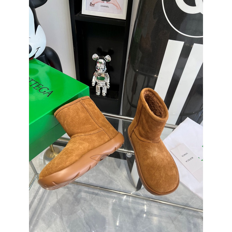 Bo*te*ga ve*ne*ta snap shearling suede boots brown