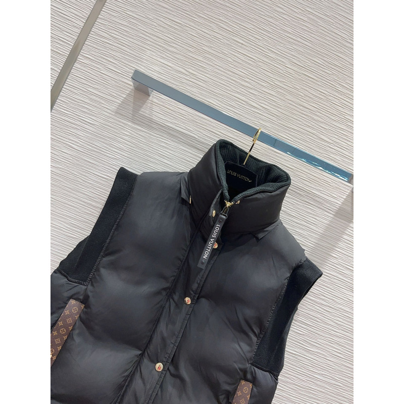 l**is V*t*n monogram accent sleeveless jacket black and brown