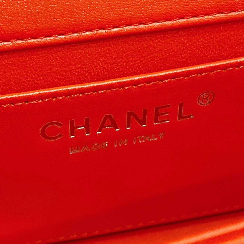 Ch*el small flap bag patent calfskin and silver-tone metal red