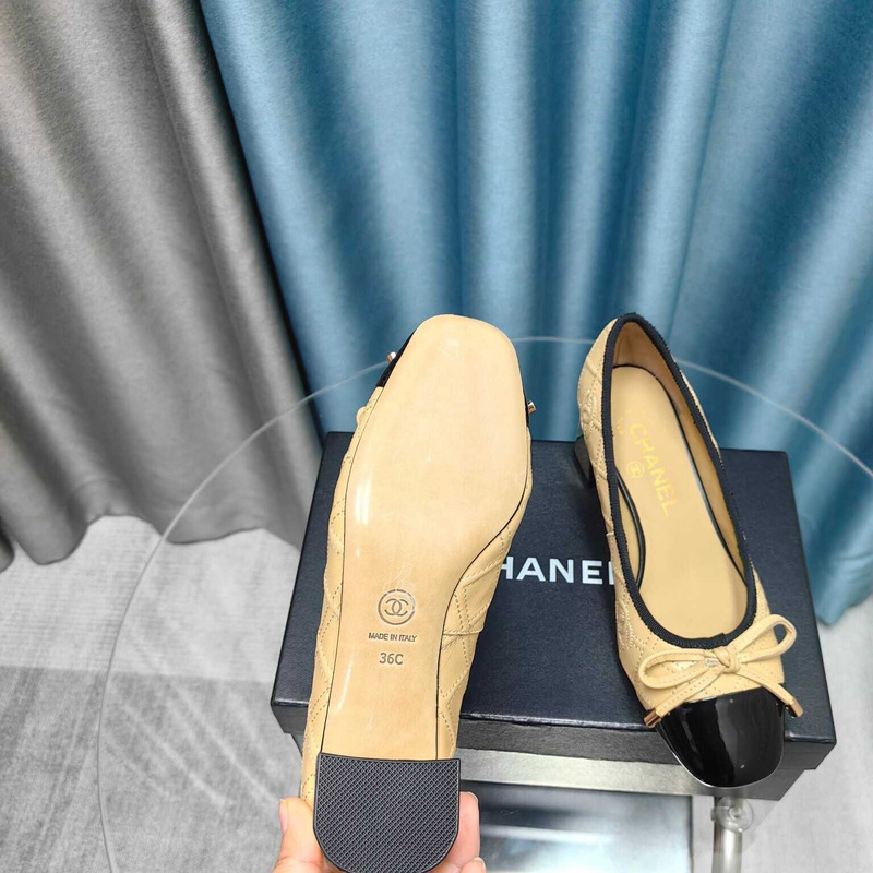 Ch*el ballet pumps calfskin beige