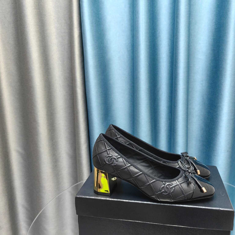 Ch*el ballet pumps calfskin black