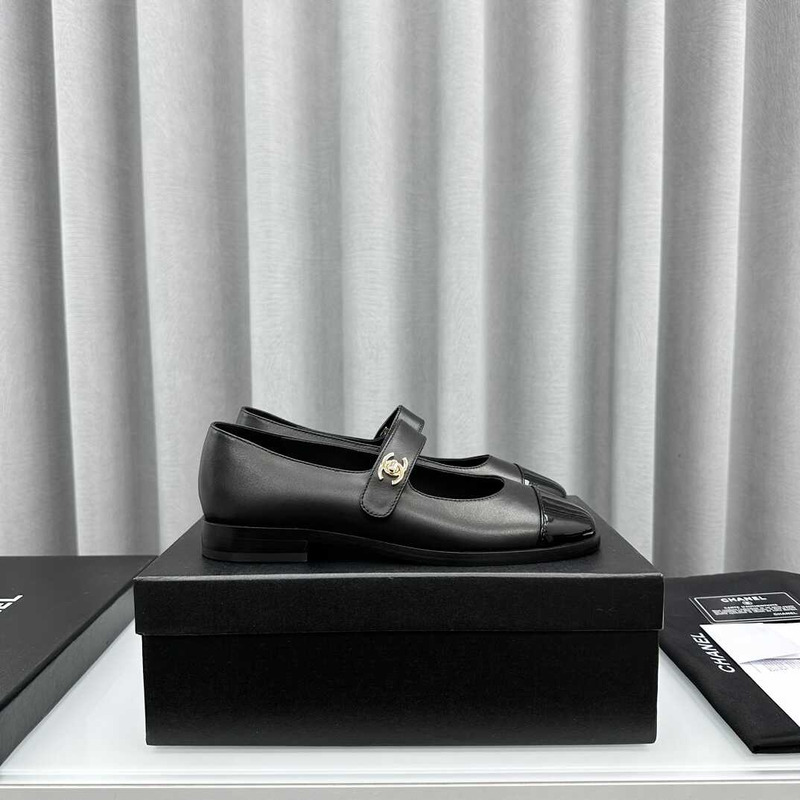 Ch*el mary janes calfskin black