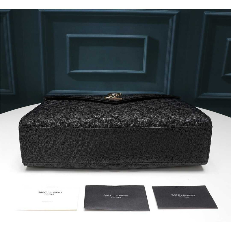 Saint Laurent Envelope Large In Guilted Grain De Poudre Embossed Leather