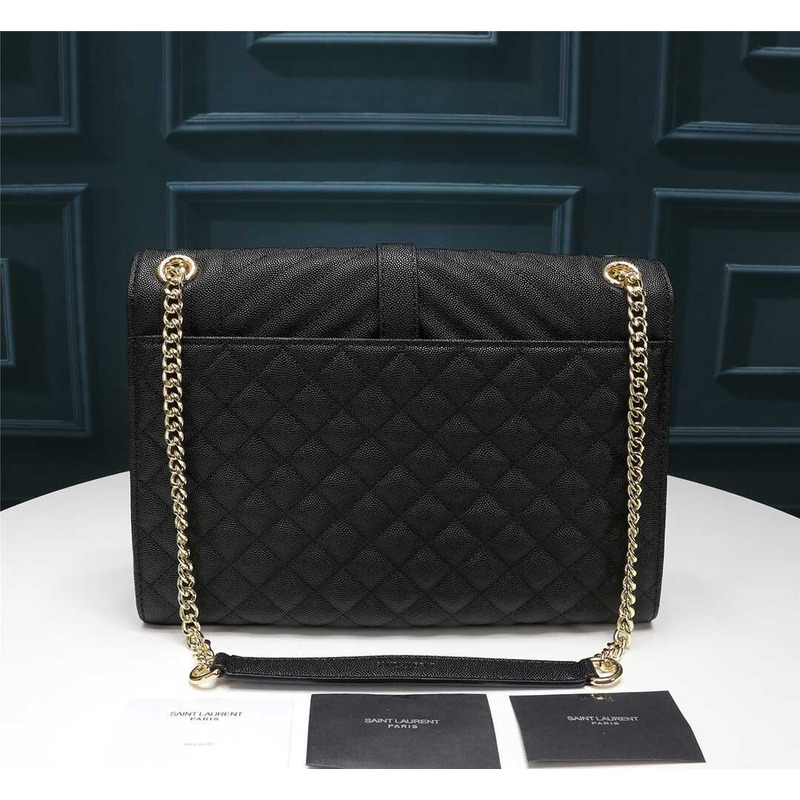 Saint Laurent Envelope Large In Guilted Grain De Poudre Embossed Leather