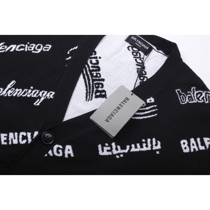 Ba*len*cia*ga logomania all over cardigan in black