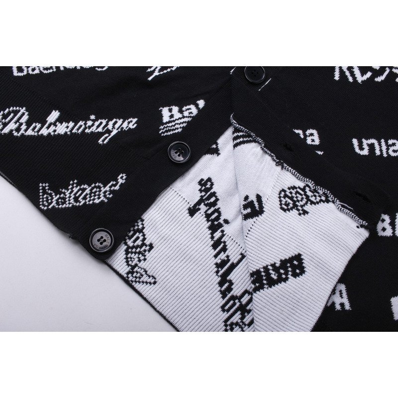 Ba*len*cia*ga logomania all over cardigan in black