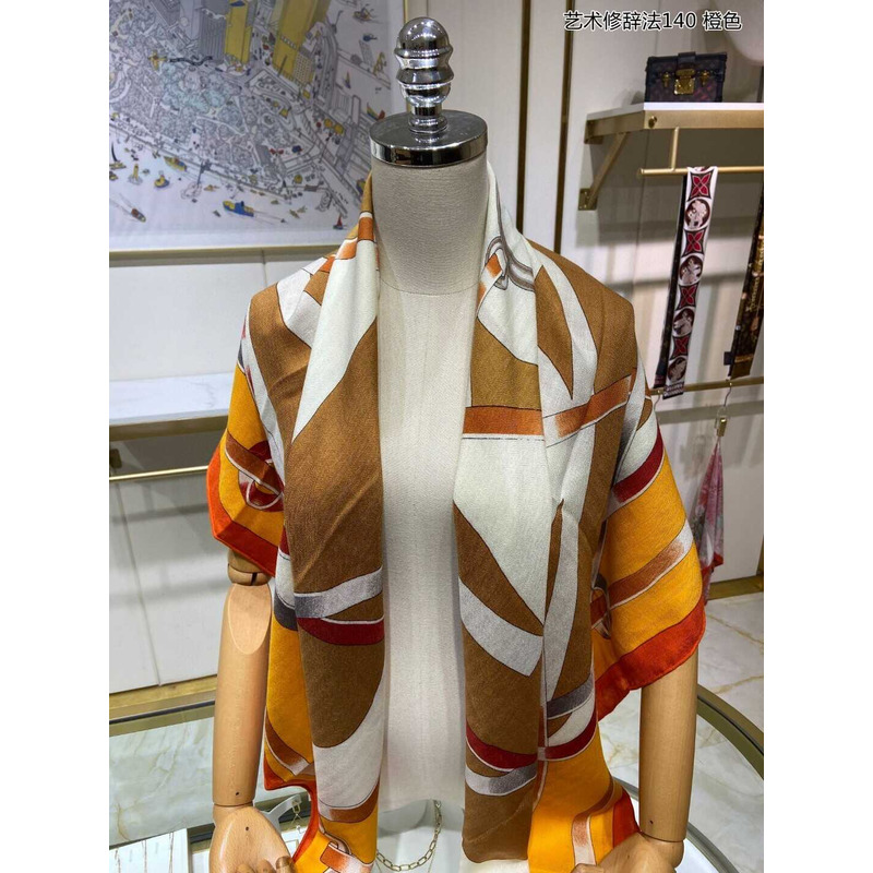 H**mes figure artistique scarf 140 orange / miel / camel