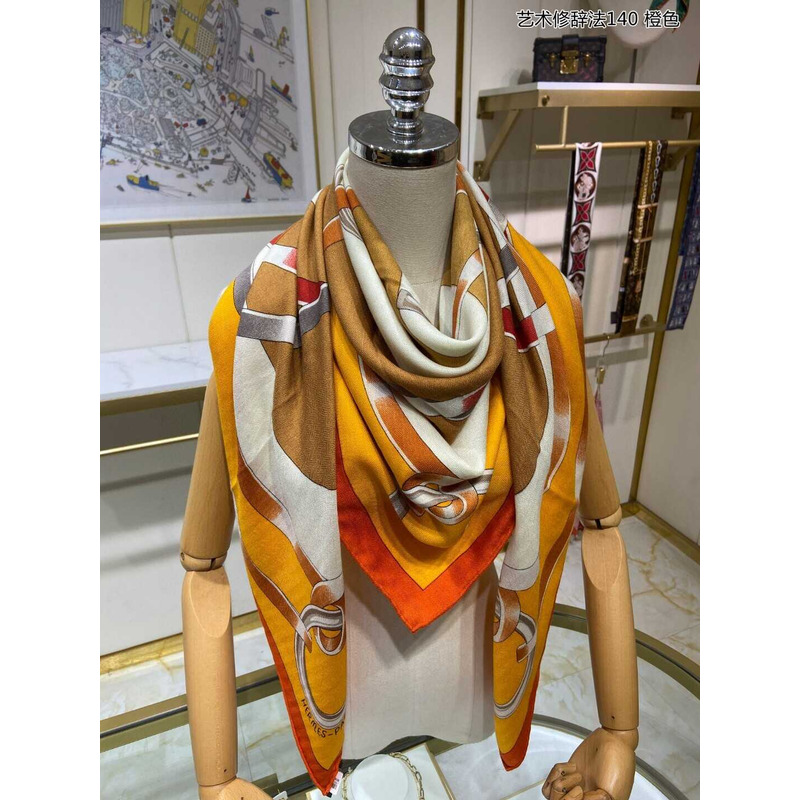 H**mes figure artistique scarf 140 orange / miel / camel