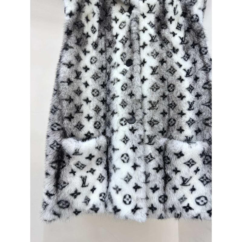 l**is V*t*n sleeveless monogram mink coat