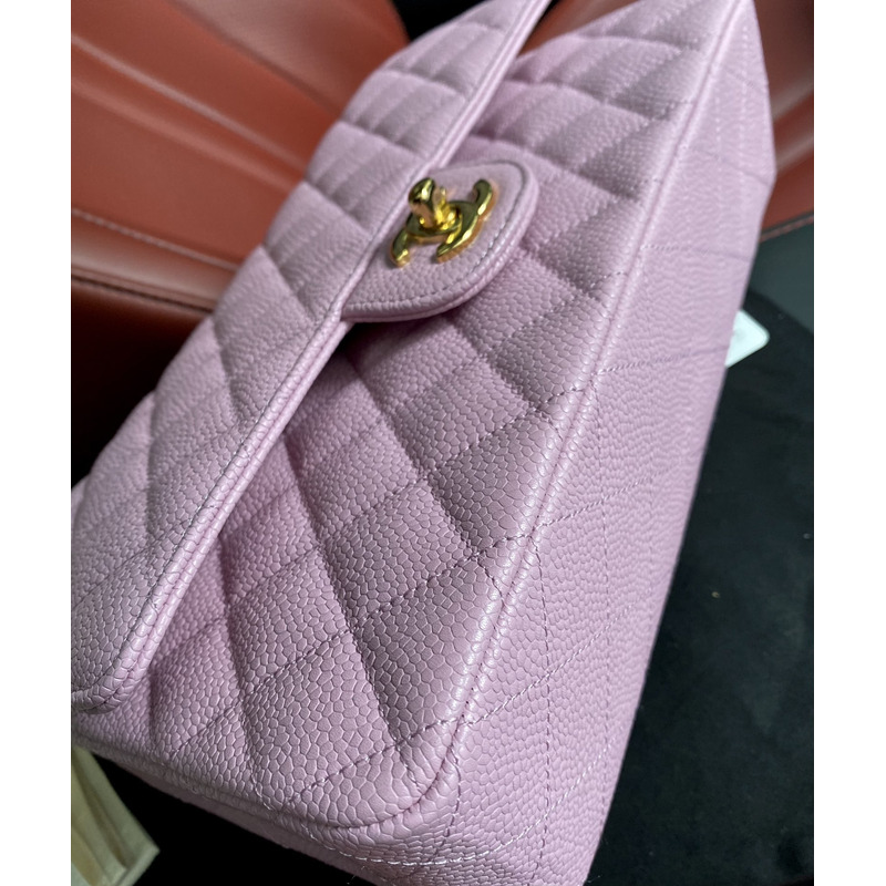 Ch*el double flap medium shoulder bag purple