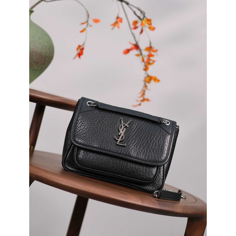 Saint Laurent Niki Grained Lambskin Baby Bag Black