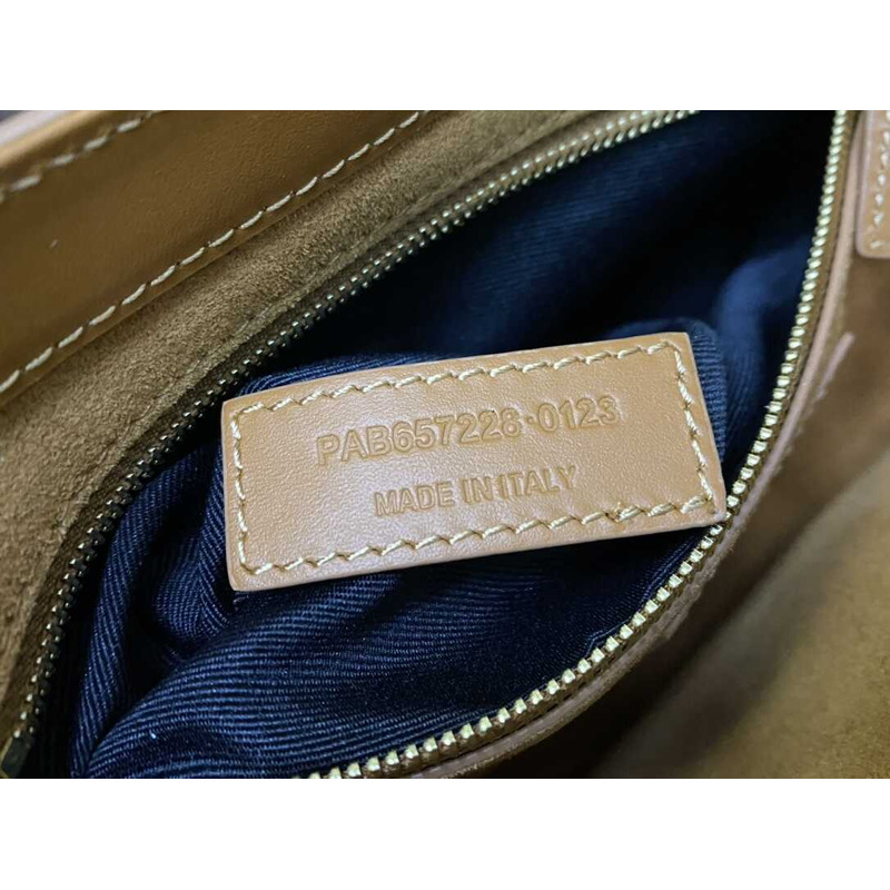 Saint Laurent Le 5 À 7 In Patent Leather Hobo Bag Dune